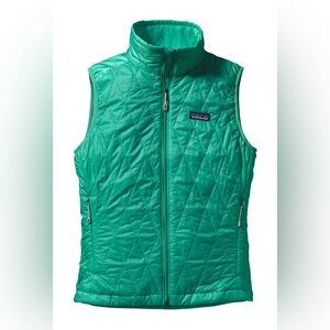 Patagonia Nano Puff Vest Full Zip Women M Mint Aqua Green